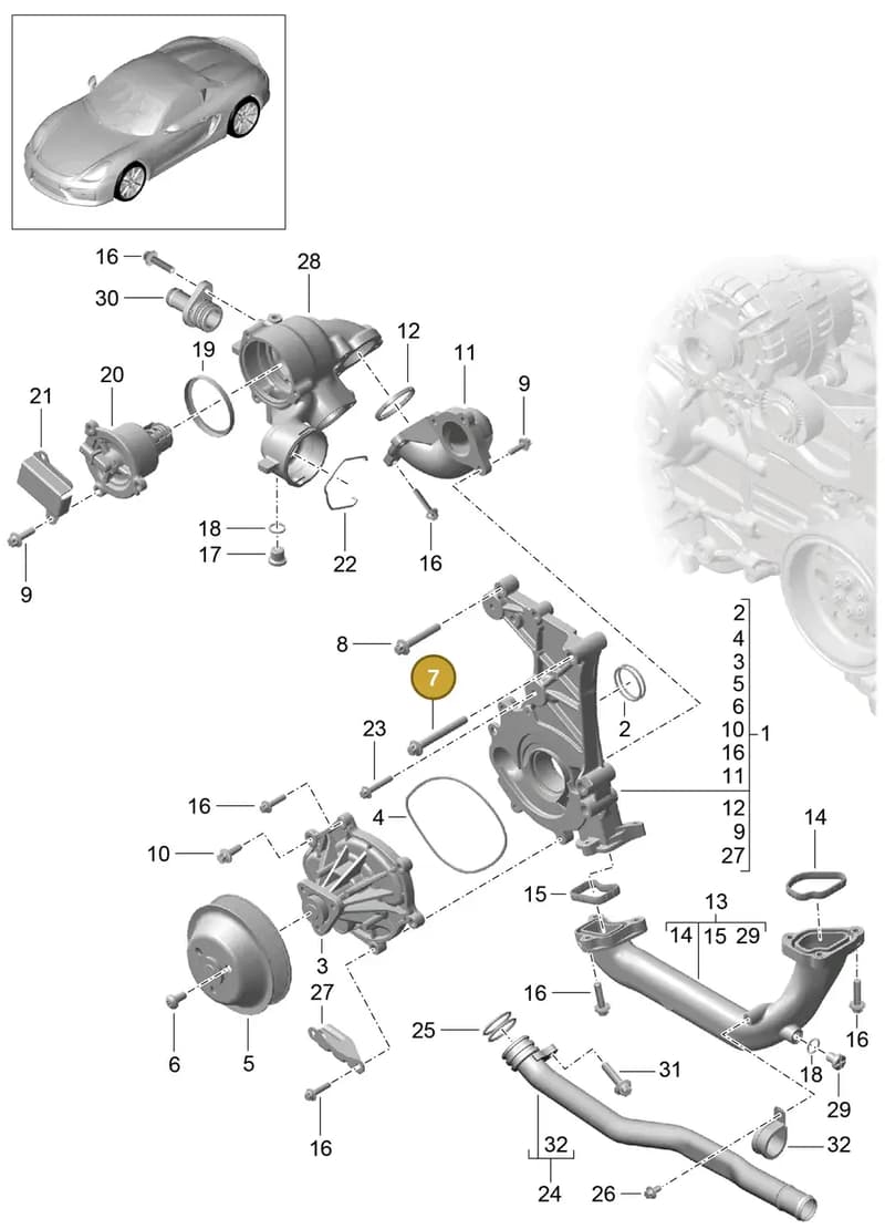 99907341501 — Porsche Boxster Spyder (2015-2016) diagram p46105000, position 7