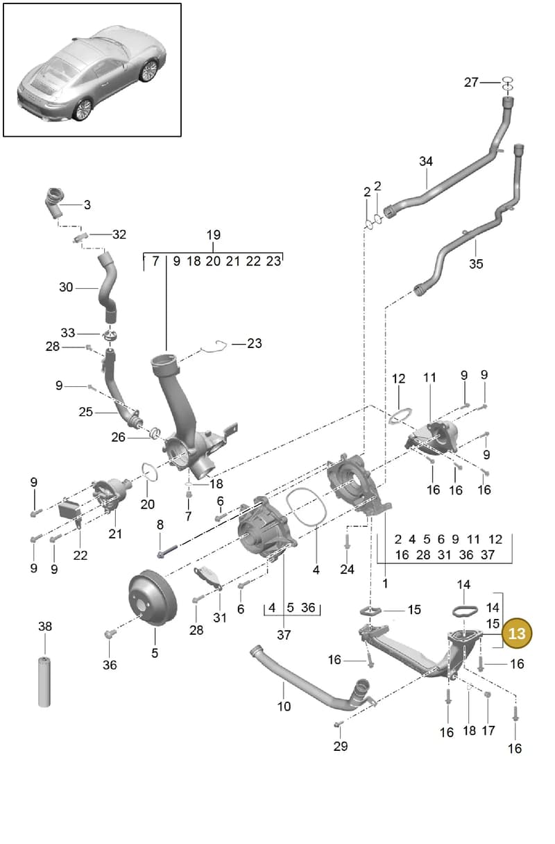 99907341501 — Porsche 911 (2016-2019) diagram p47105000, position 13
