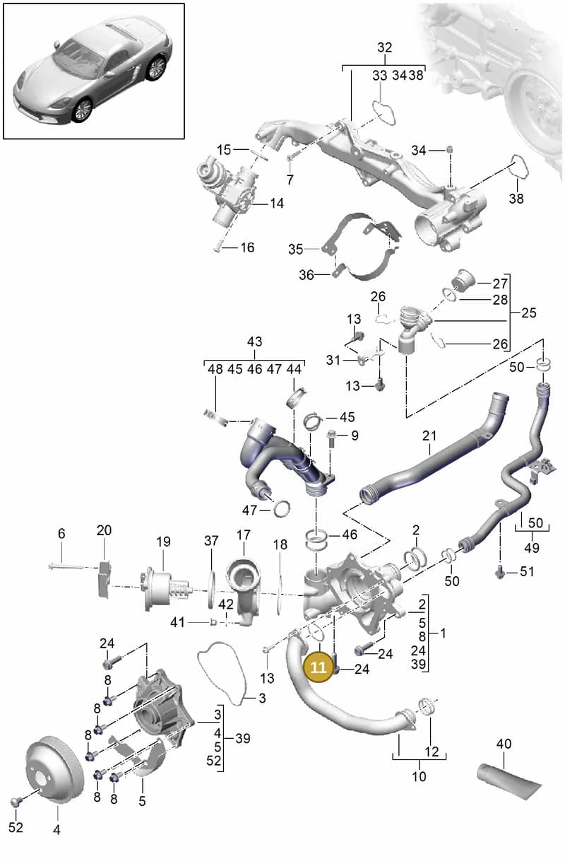 99907341501 — Porsche Boxster (2016-2019) diagram p48105000, position 11