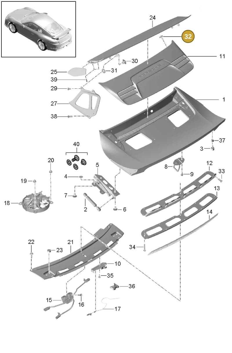 999073446A1 — Porsche 911 (2013-2020) diagram p41803010, position 32