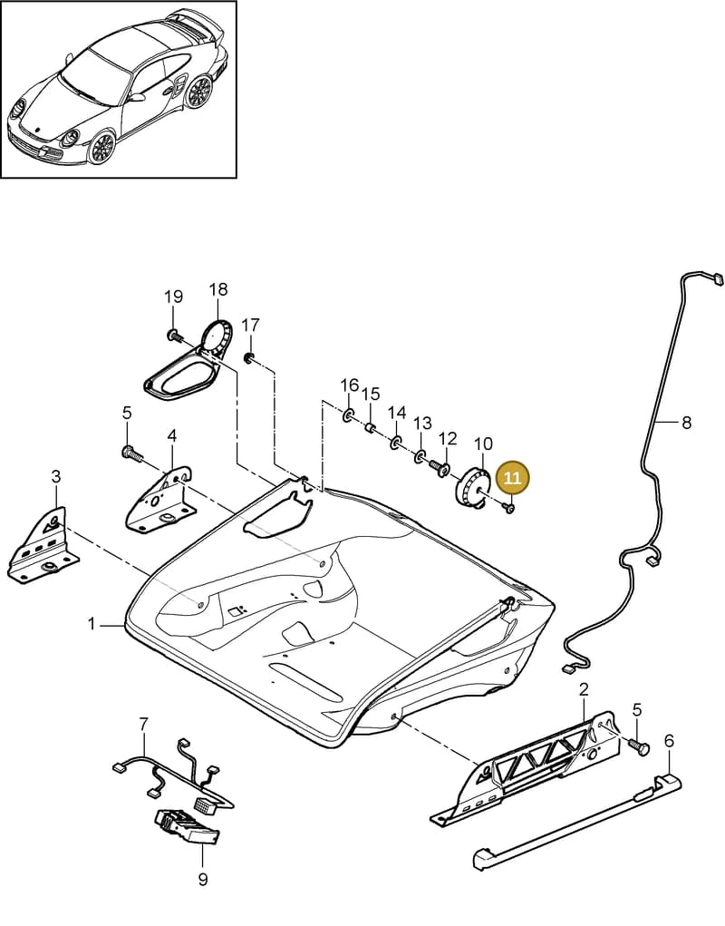 99907345601 — Porsche GT2 RS (2009-2012) diagram p36817064, position 11