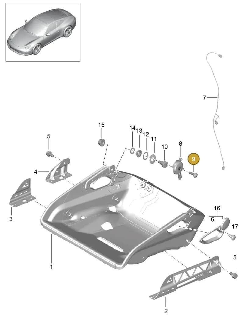 99907345601 — Porsche 991 Carrera 4 (2011-2016) diagram p38817034, position 9