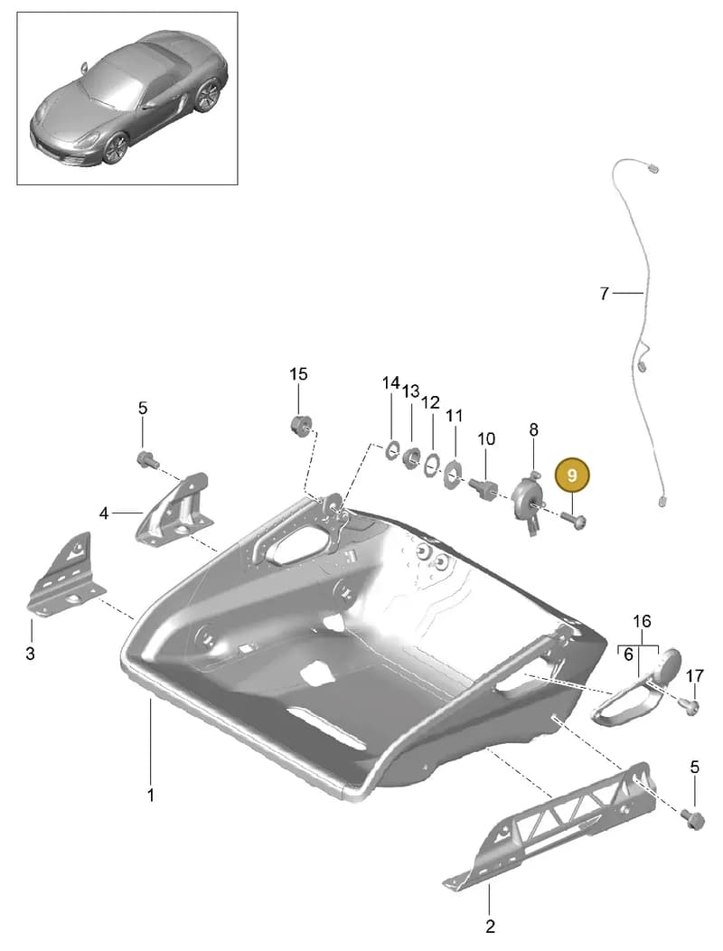 99907345601 — Porsche Boxster (2012-2016) diagram p39817064, position 9
