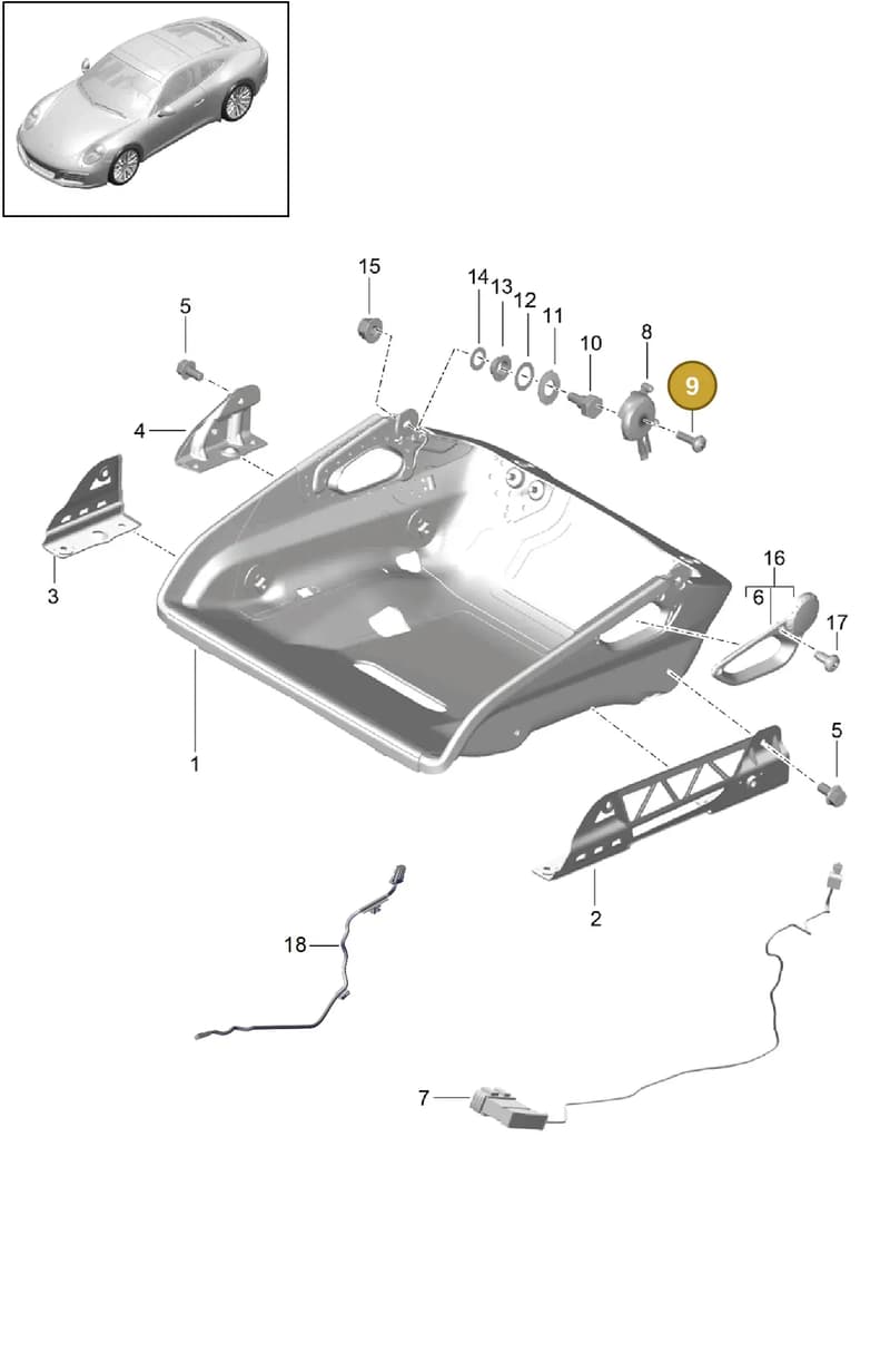 99907345601 — Porsche 911 (2016-2019) diagram p47817034, position 9