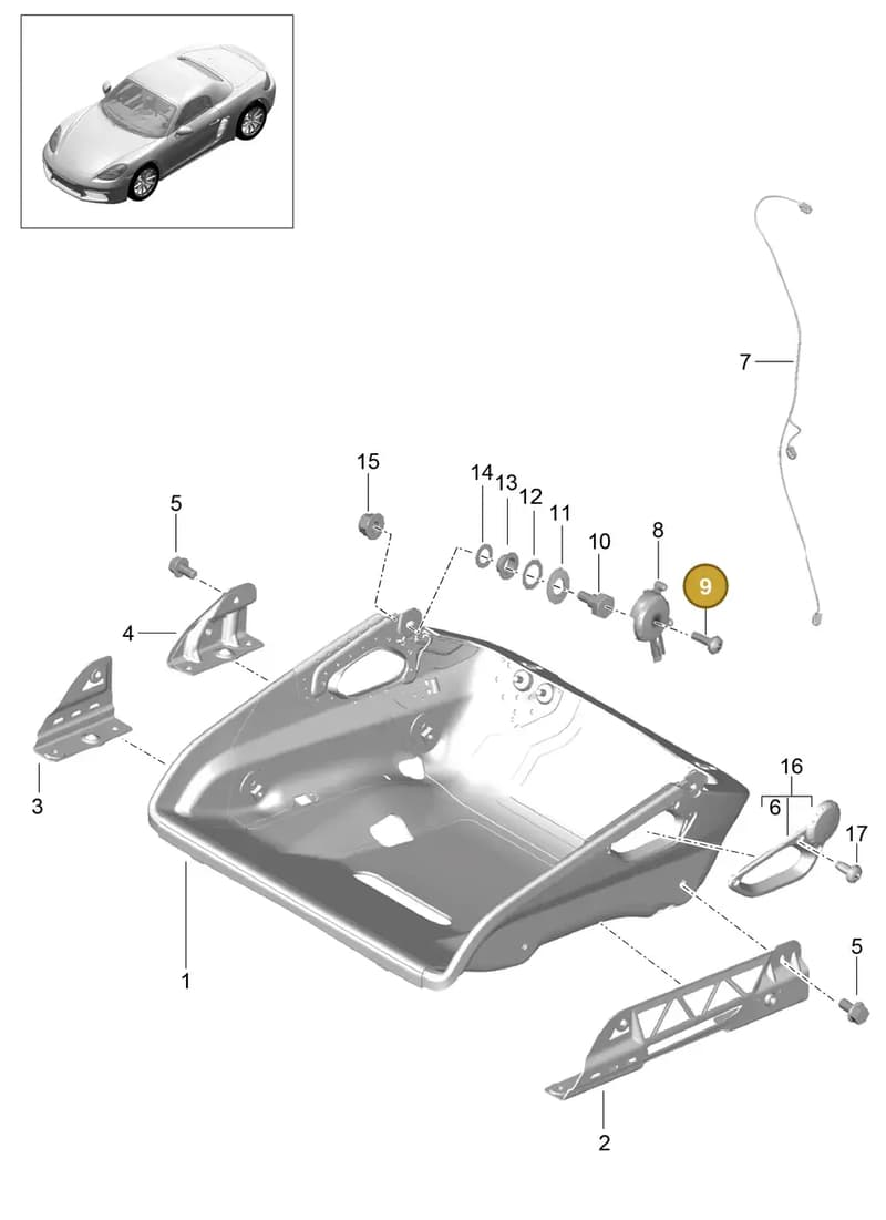 99907345601 — Porsche Boxster (2016-2019) diagram p48817064, position 9