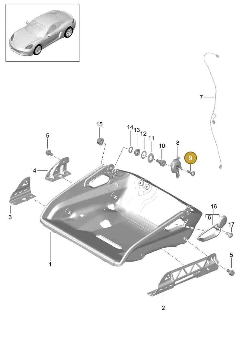 99907345601 — Porsche Cayman (2016-2019) diagram p50817064, position 9