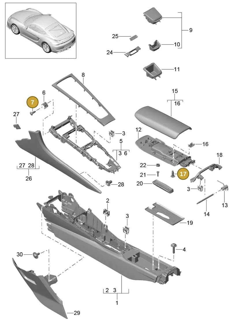 99907345901 — Porsche Cayman GT4 (2015-2016) diagram p45809020, position 7+17