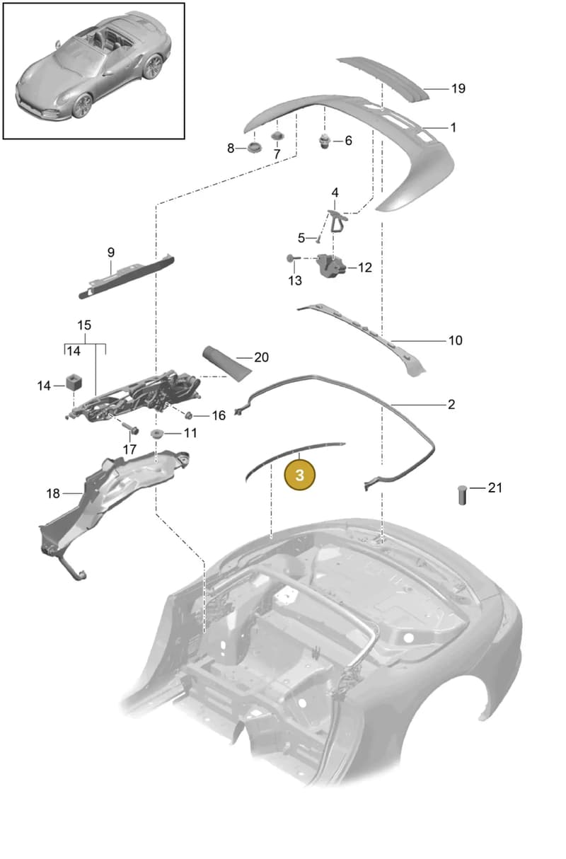 99907347801 — Porsche 911 (2013-2020) diagram p42811060, position 3