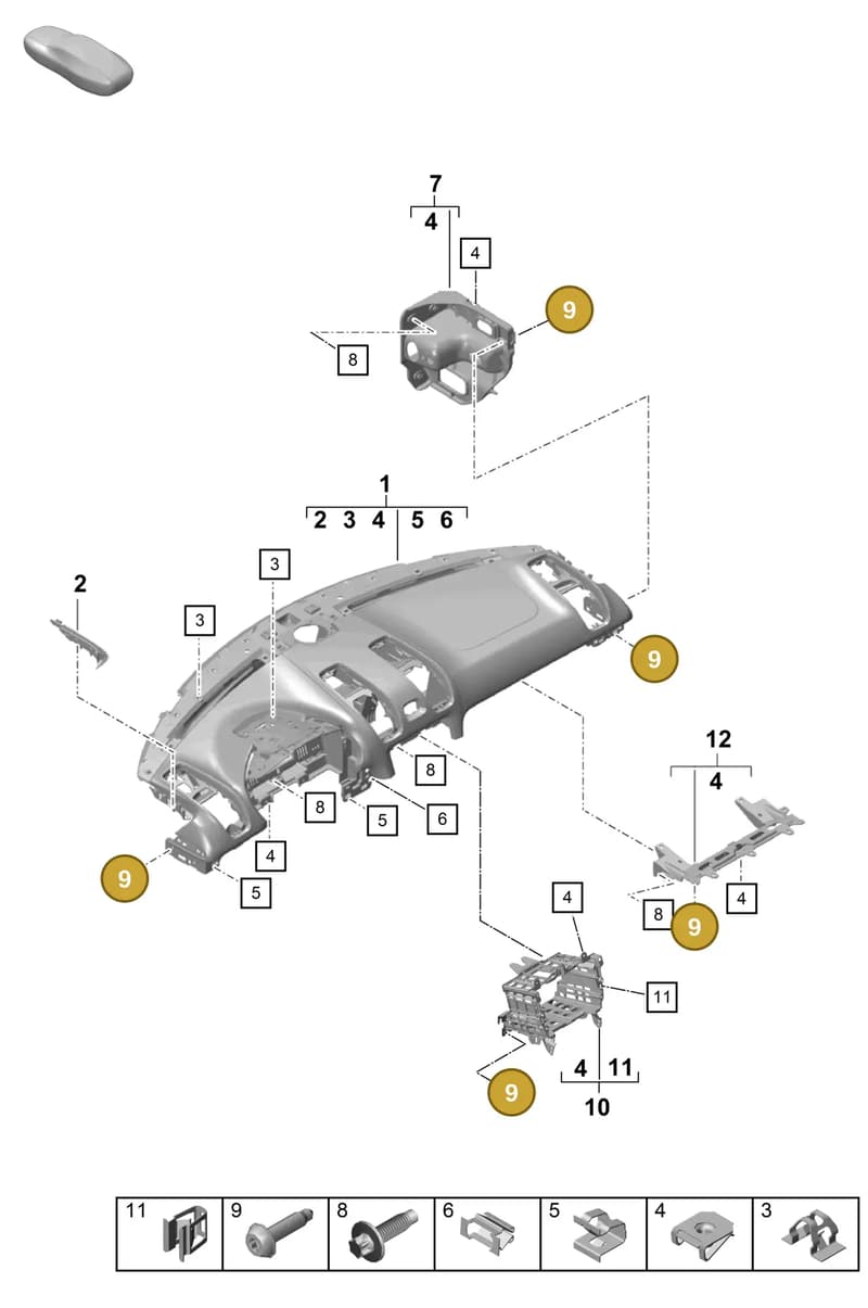 99907349801 — Porsche Boxster Spyder (2019-2020) diagram p55809000, position 9
