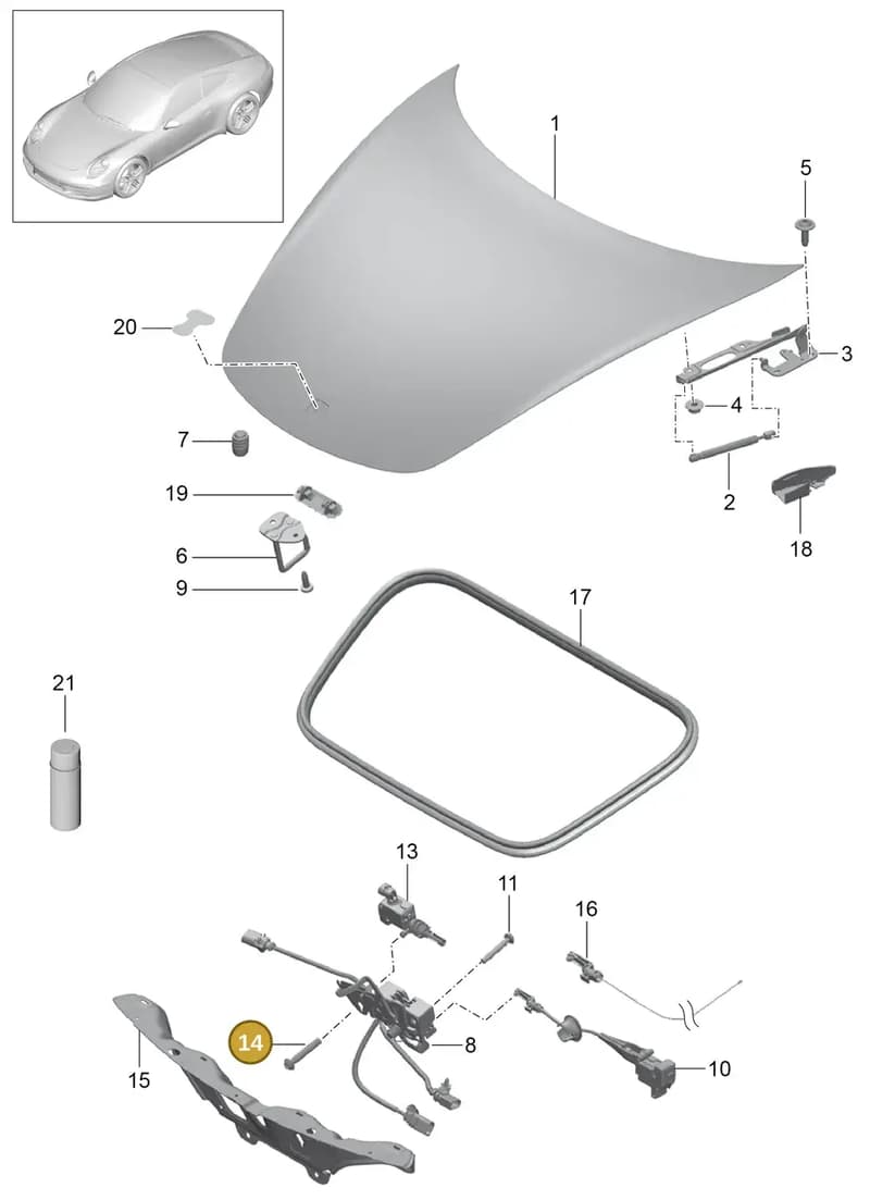 99907353401 — Porsche 991 Carrera 4 (2011-2016) diagram p38803000, position 14