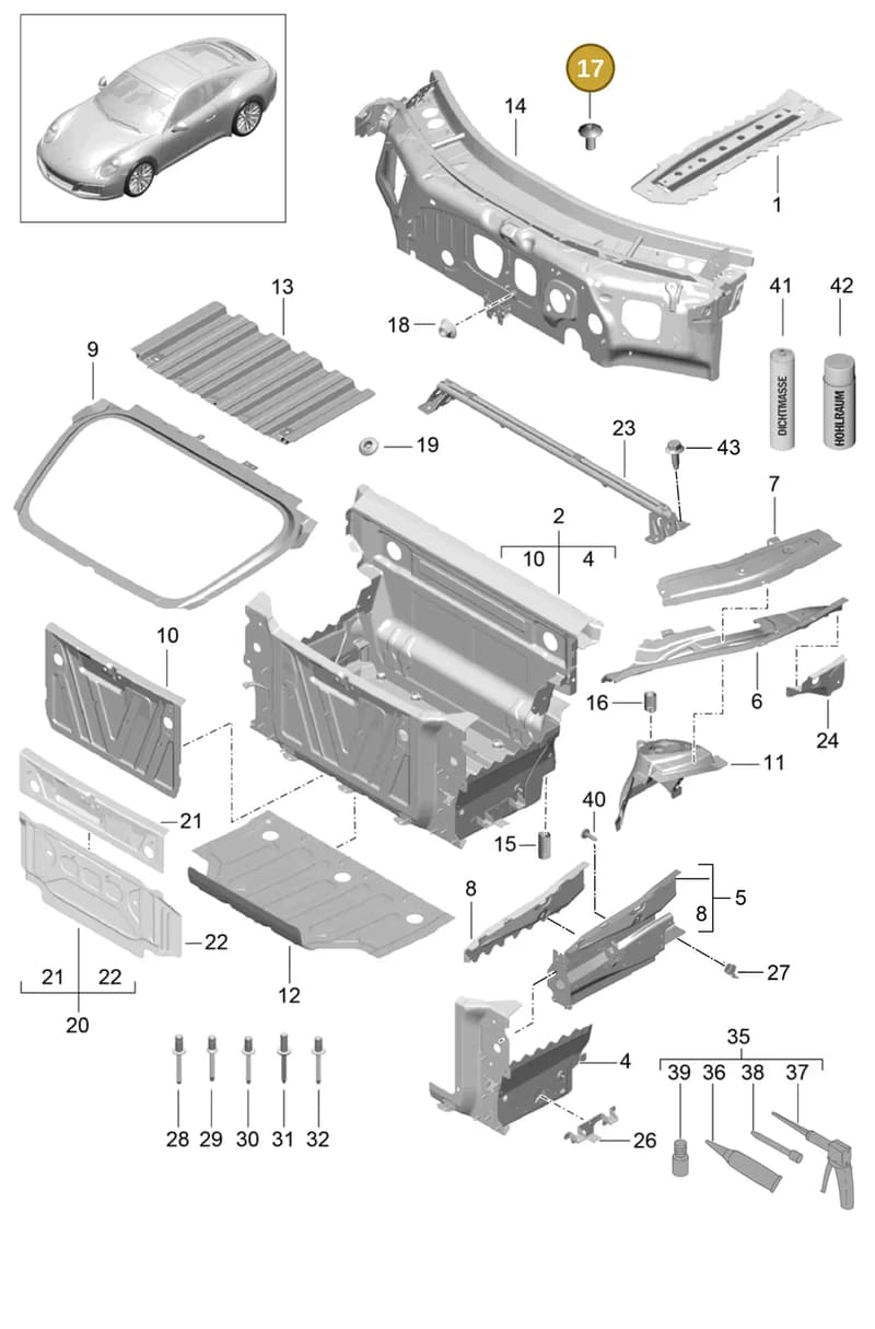 99907354901 — Porsche 911 (2016-2019) diagram p47801010, position 17