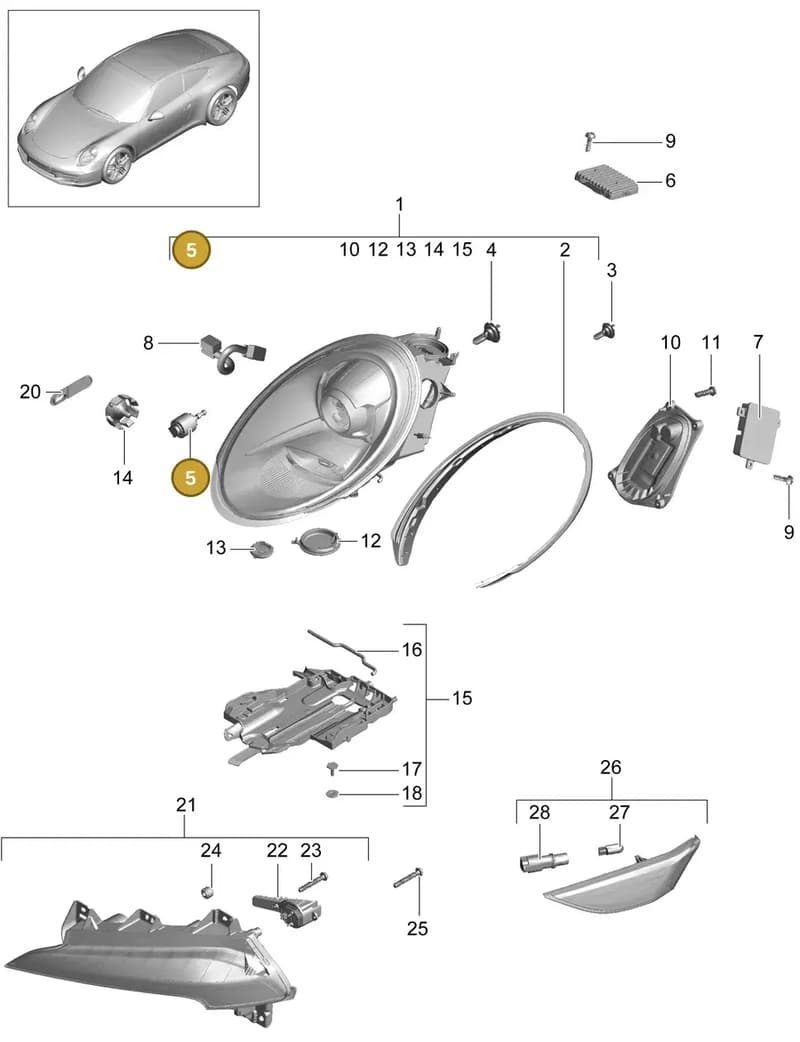 99907355101 — Porsche 991 Carrera 4 (2011-2016) diagram p38905000, position 5
