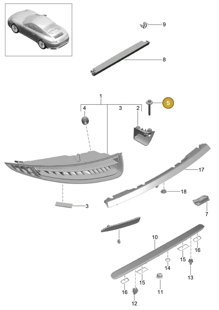 99907355101 — Porsche 911 (2016-2019) diagram p47905005, position 5