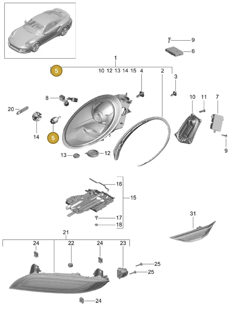 99907355401 — Porsche GT2 RS Clubsport (2013-2020) diagram p42905001, position 5