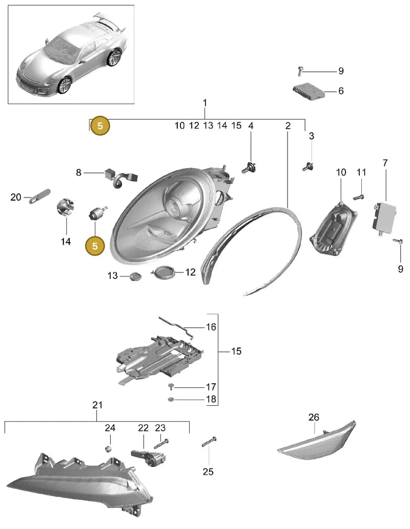 99907355401 — Porsche 911 (2013-2020) diagram p41905000, position 5