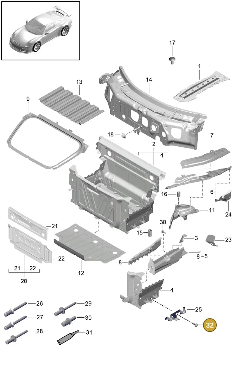 99907357701 — Porsche 911 (2013-2020) diagram p41801010, position 32