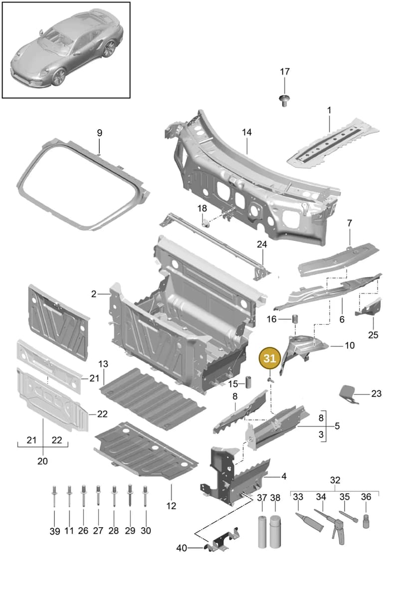 99907357701 — Porsche GT2 RS Clubsport (2013-2020) diagram p42801010, position 31