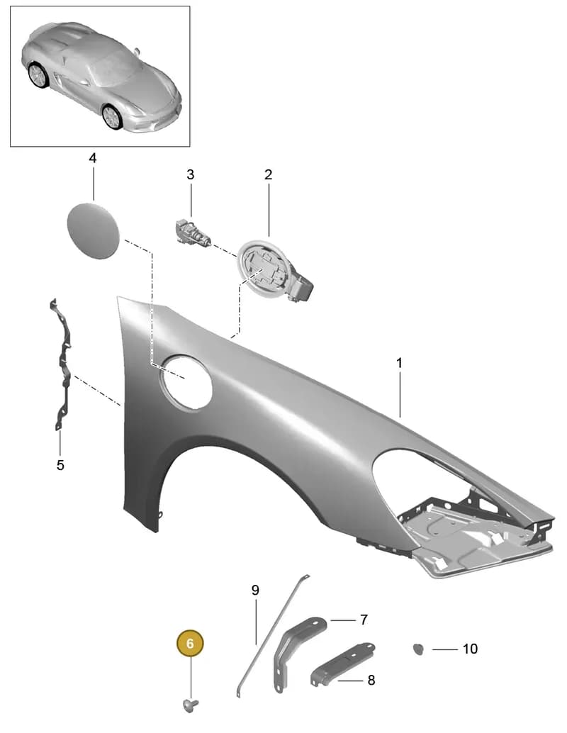 99907357701 — Porsche Boxster Spyder (2015-2016) diagram p46801040, position 6