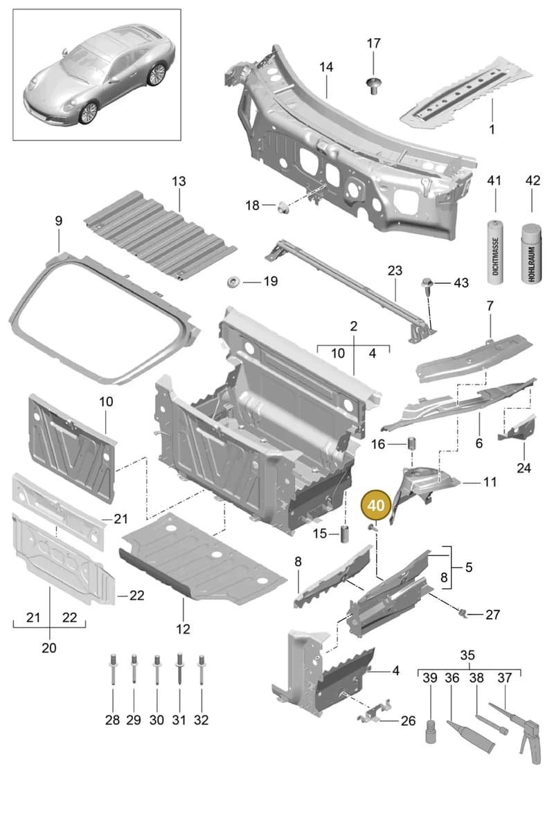 99907357701 — Porsche 911 (2016-2019) diagram p47801010, position 40