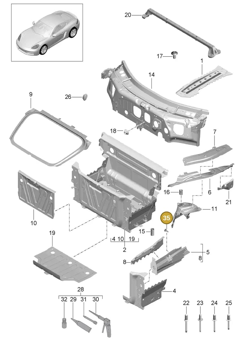 99907357701 — Porsche Cayman (2016-2019) diagram p50801010, position 35