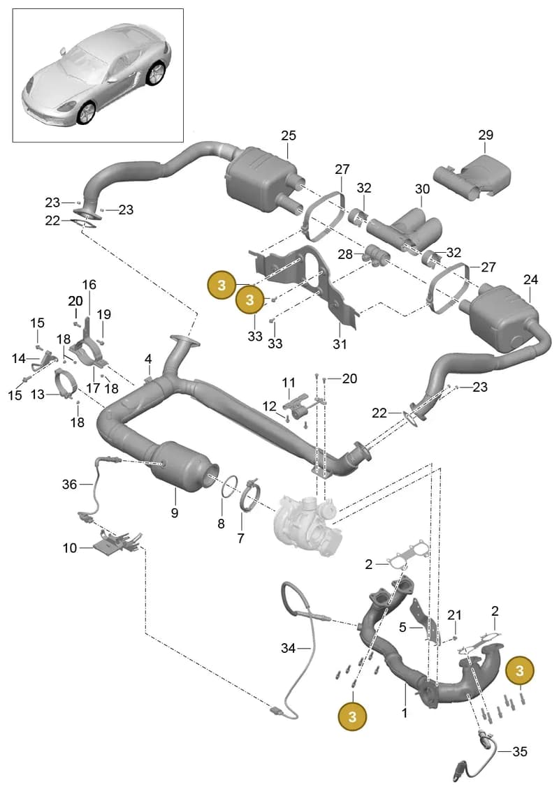 99907358901 — Porsche Cayman (2016-2019) diagram p50202000, position 3