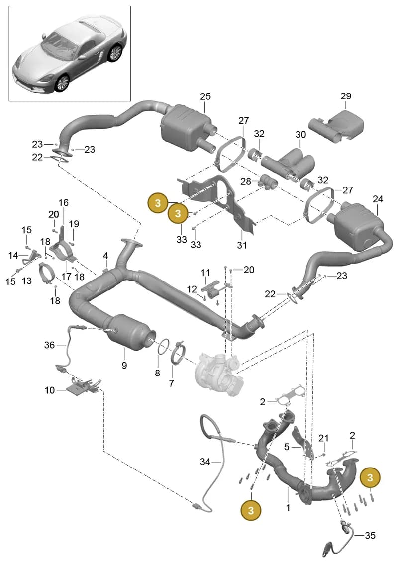 99907358901 — Porsche Boxster (2016-2019) diagram p48202000, position 3