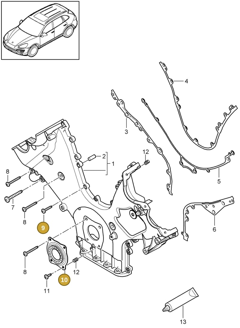 99907390531 — Porsche Cayenne (2010-2018) diagram p37101080, position 9+10