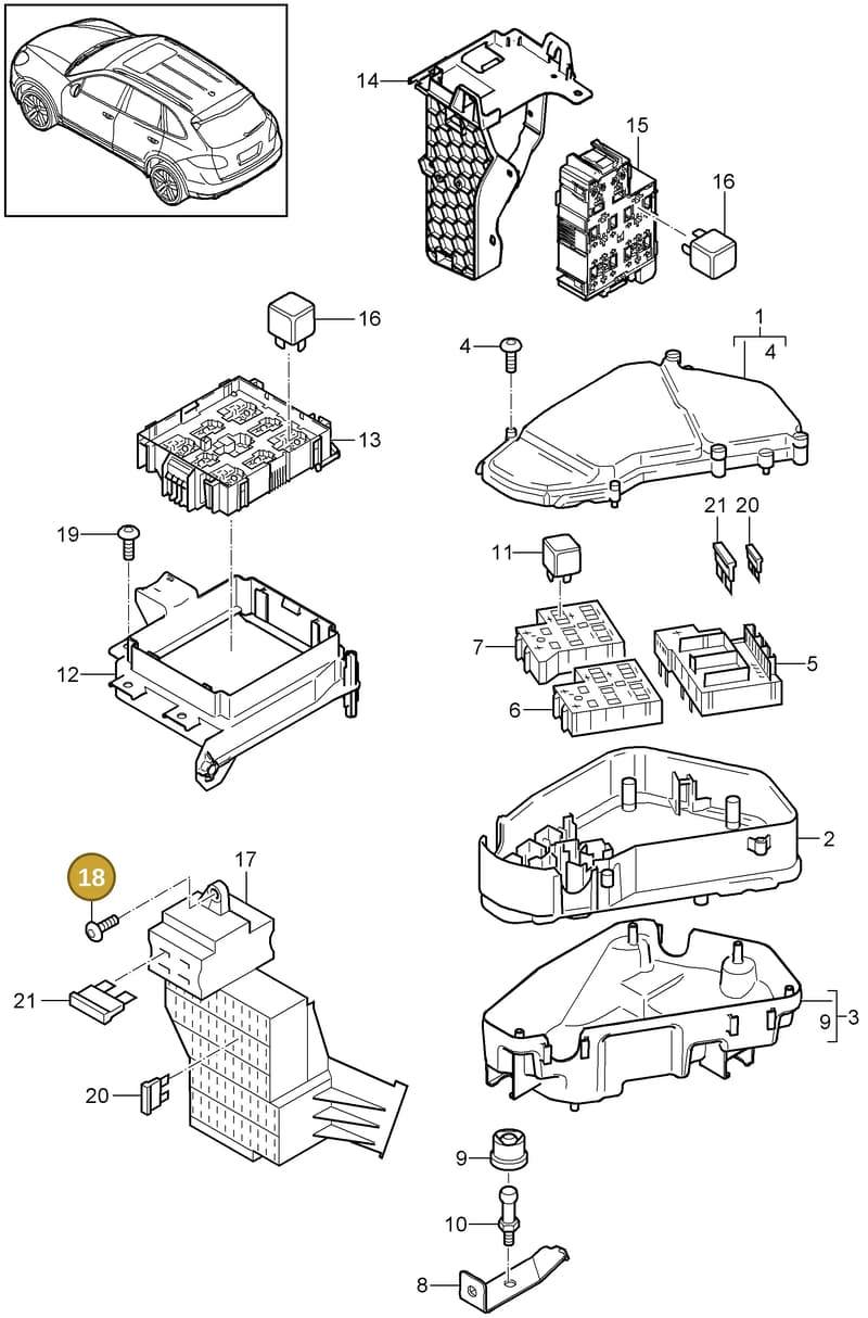 99907390831 — Porsche Cayenne (2010-2018) diagram p37902000, position 18