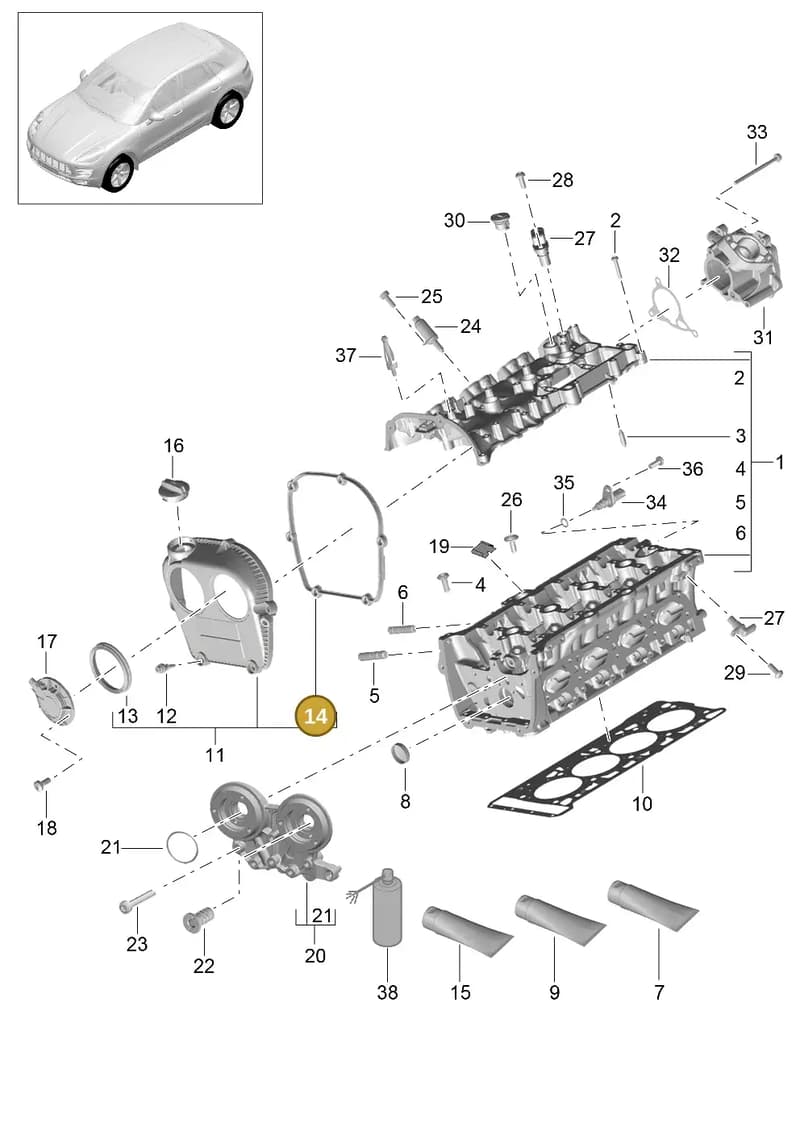 99907390831 — Porsche Macan (2013-2018) diagram p44103010, position 14