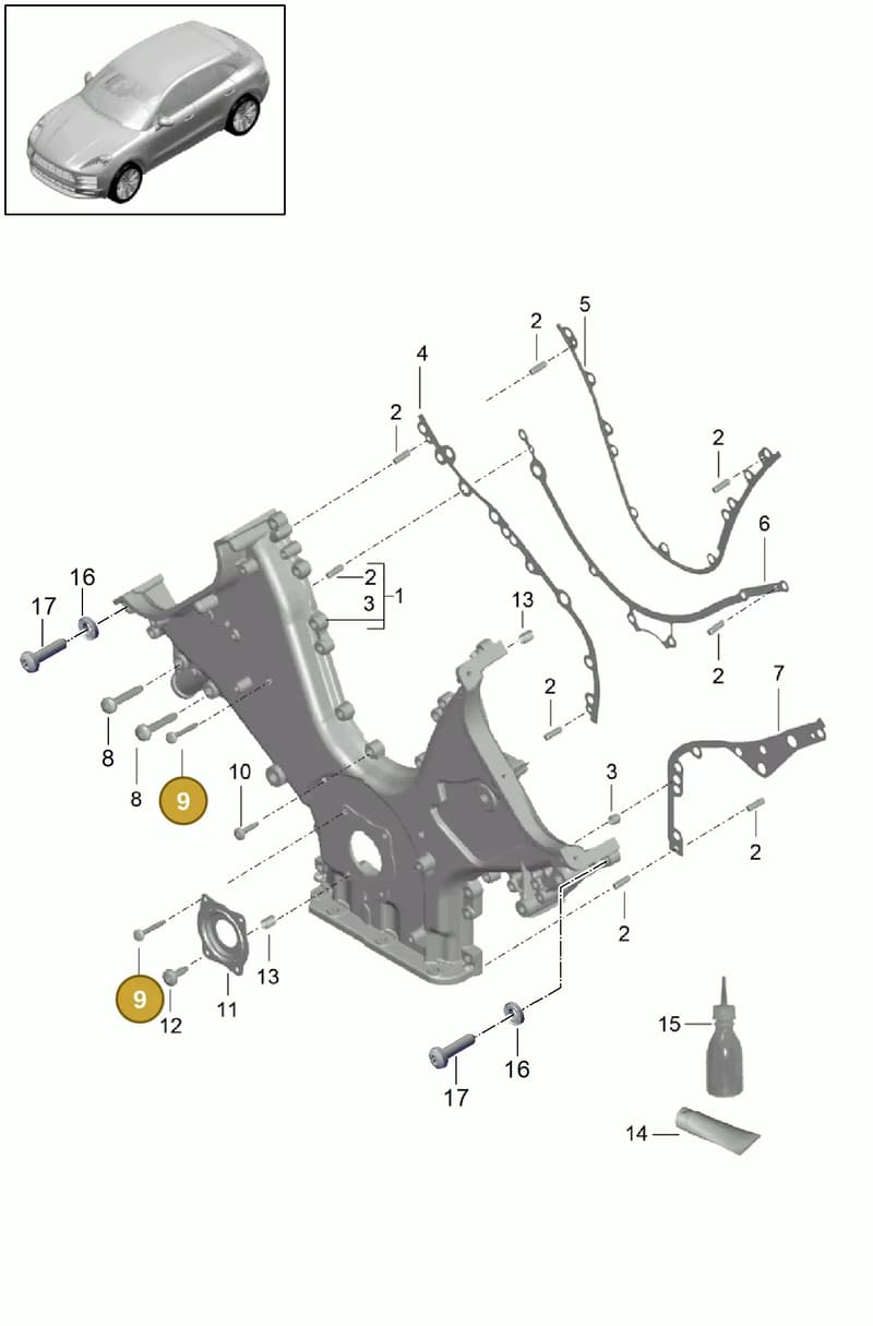 99907391431 — Porsche Macan (2013-2018) diagram p44101060, position 9