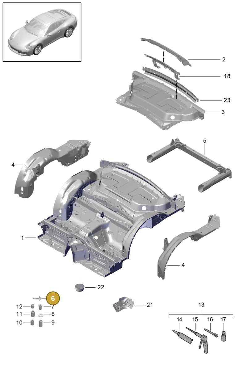 99907391701 — Porsche 911 (2016-2019) diagram p47801035, position 6