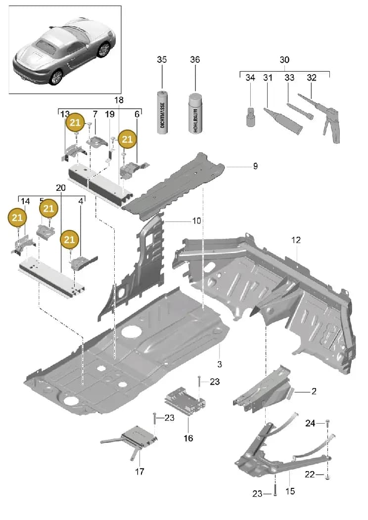99907391701 — Porsche Boxster (2016-2019) diagram p48801020, position 21