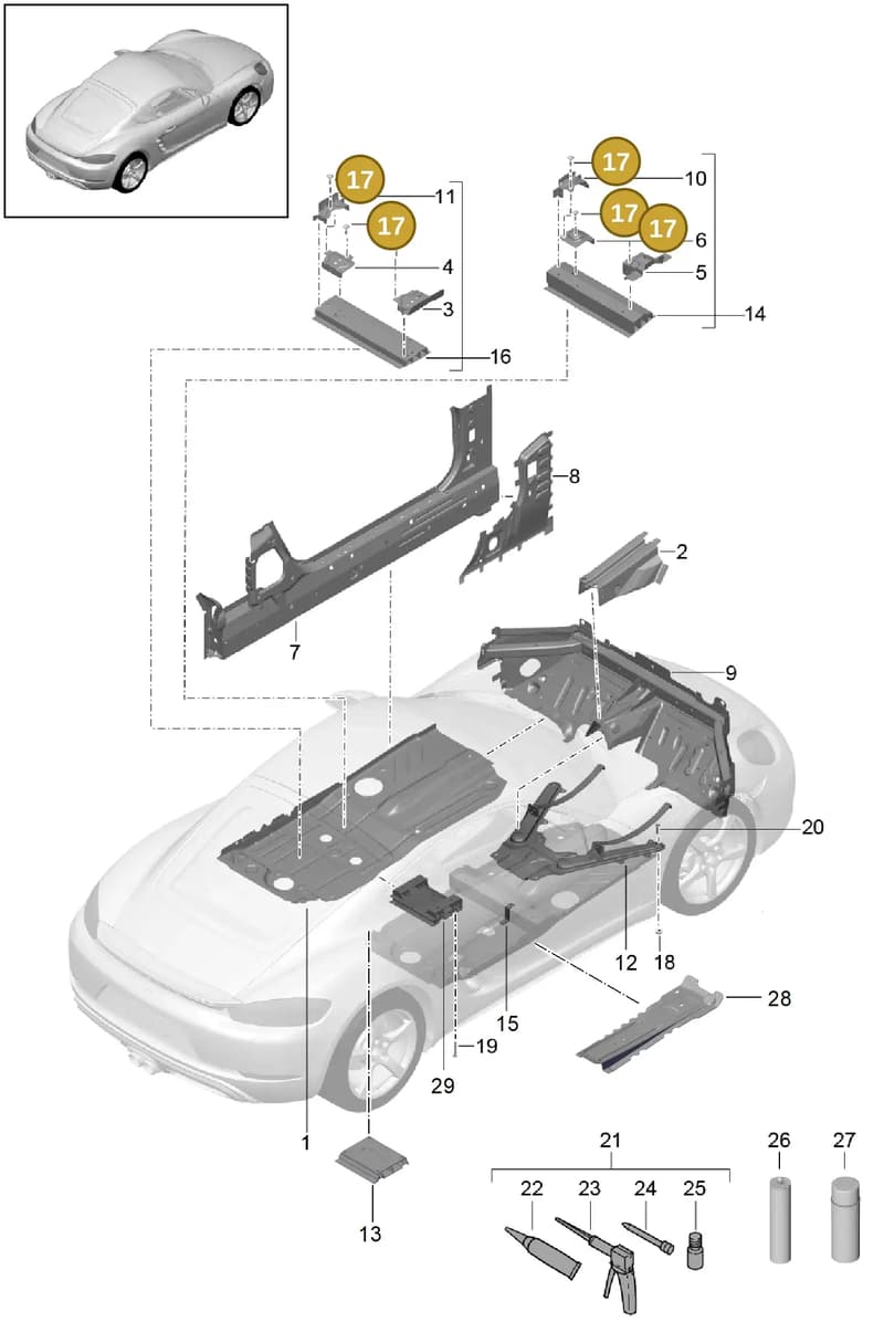 99907391701 — Porsche Cayman (2016-2019) diagram p50801020, position 17