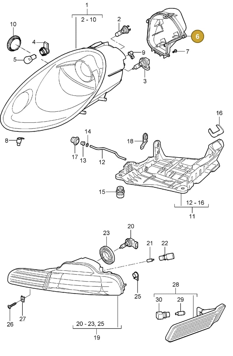 99907605601 — Porsche Boxster S (2004-2008) diagram p27905000, position 6