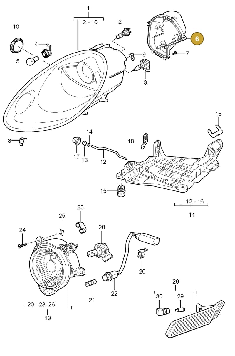 99907605601 — Porsche Cayman S (2005-2008) diagram p28905000, position 6