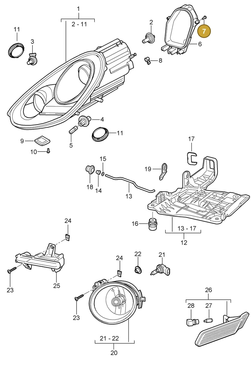 99907605601 — Porsche Cayman (2008-2012) diagram p34905000, position 7