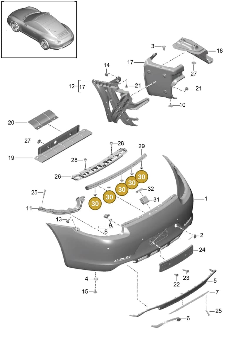 99907605601 — Porsche 991 Carrera 4 (2011-2016) diagram p38802010, position 30