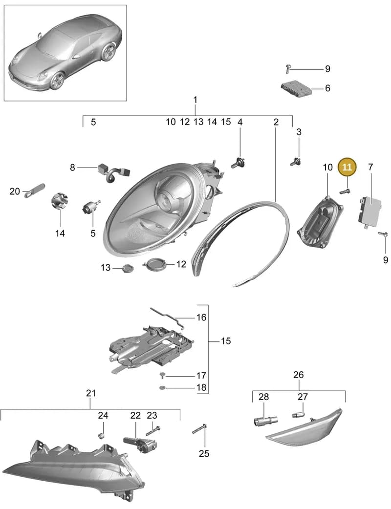 99907605601 — Porsche 991 Carrera 4 (2011-2016) diagram p38905000, position 11