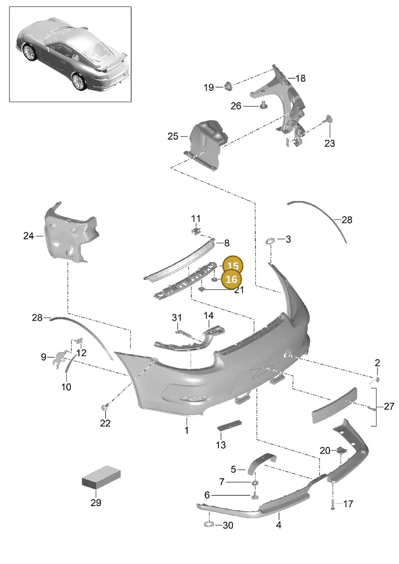 99907605601 — Porsche 911 (2013-2020) diagram p41802010, position 15+16