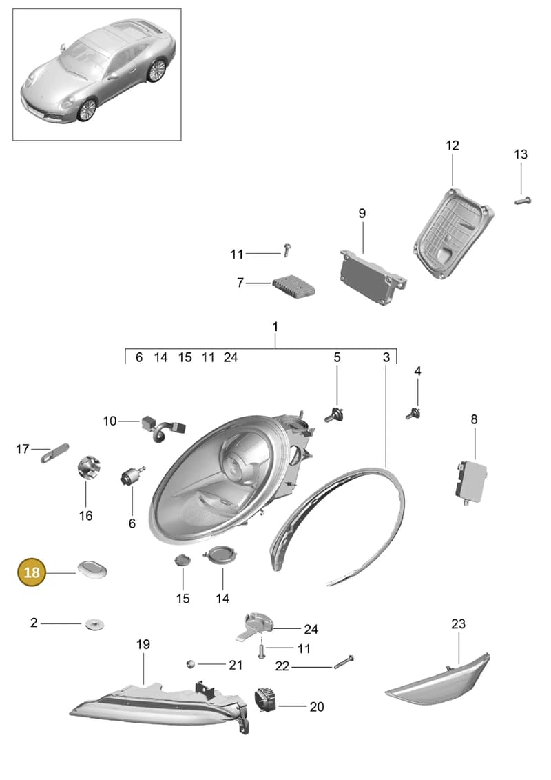 99907605601 — Porsche 911 (2016-2019) diagram p47905000, position 18