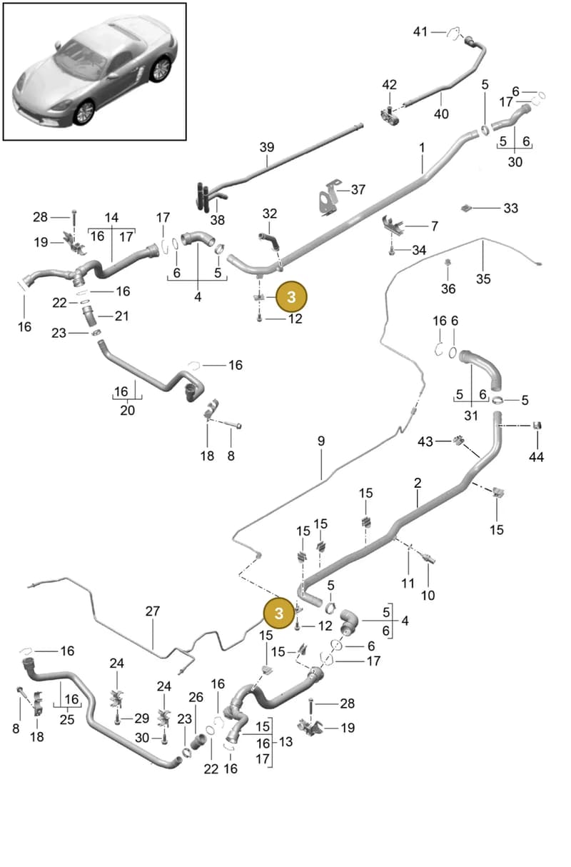 99907606609 — Porsche Boxster (2016-2019) diagram p48105010, position 3
