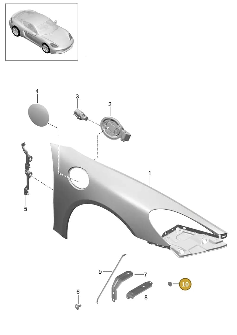 99907606609 — Porsche Cayman (2016-2019) diagram p50801040, position 10
