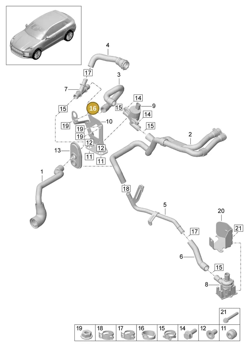 99907608140 — Porsche Macan (2018-2022) diagram p52813000, position 16