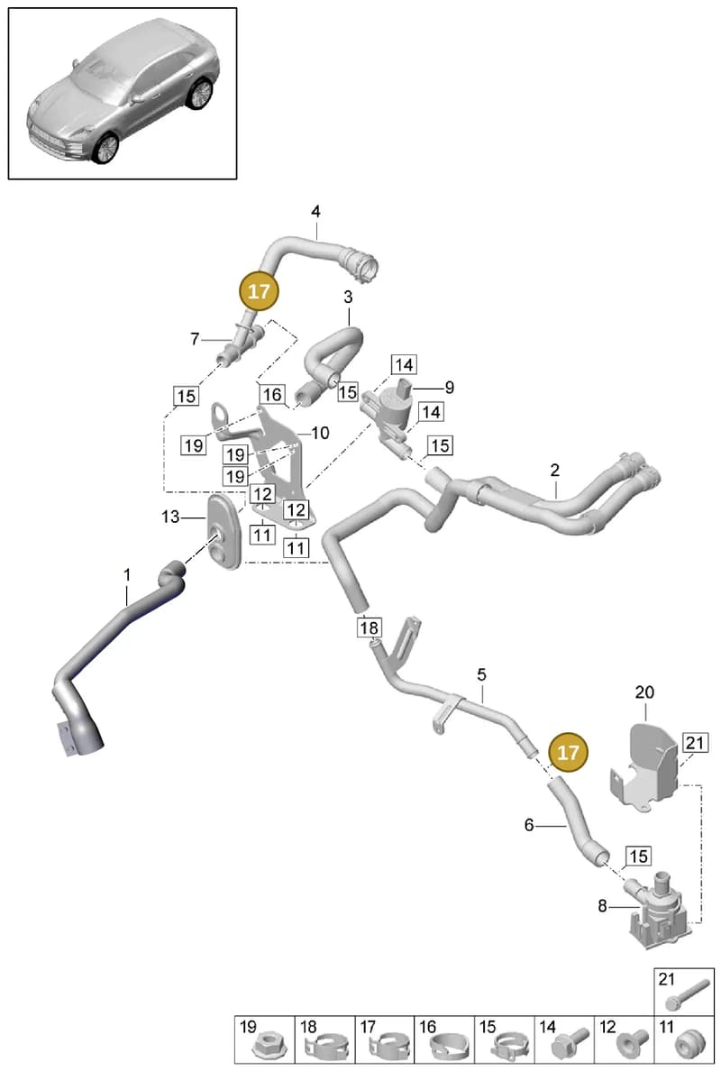 99907608140 — Porsche Macan (2018-2022) diagram p52813100, position 17