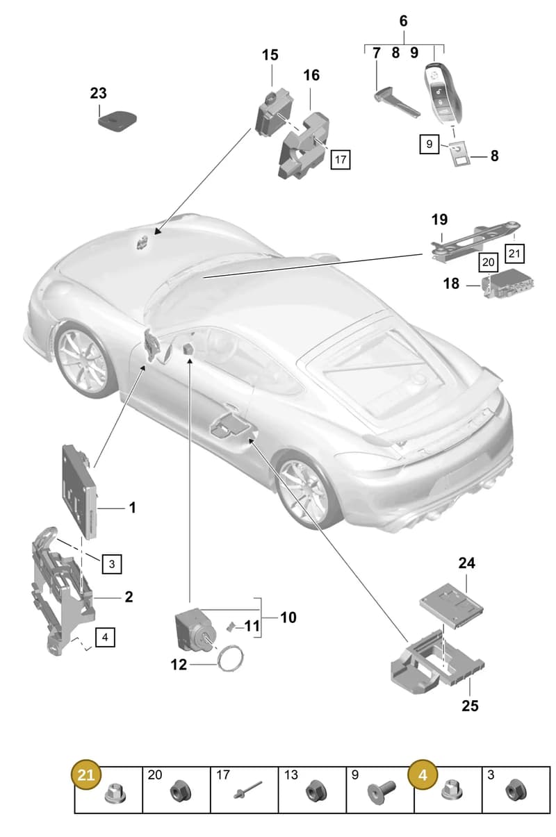 99907608140 — Porsche Cayman (2019-2022) diagram p55901040, position 4+21