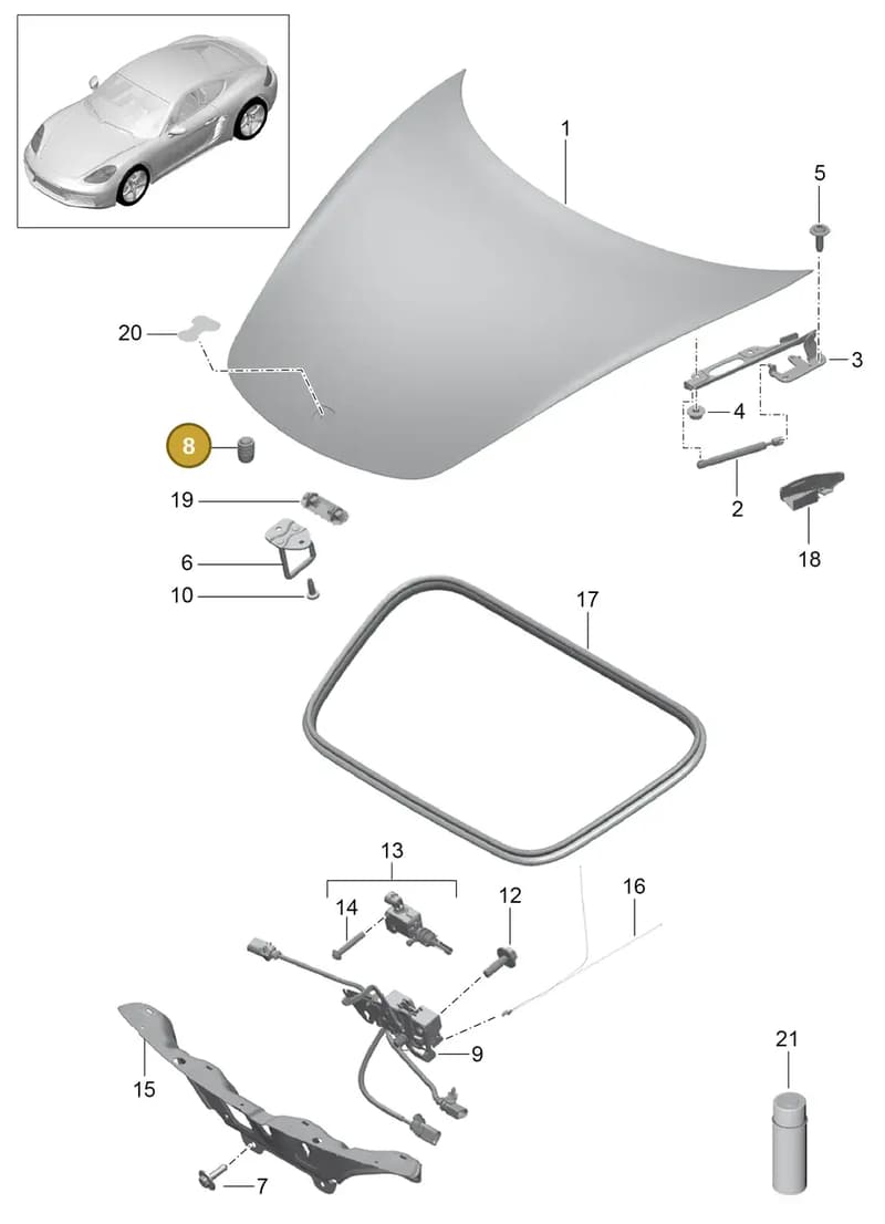 99907609401 — Porsche Cayman (2016-2019) diagram p50803000, position 8