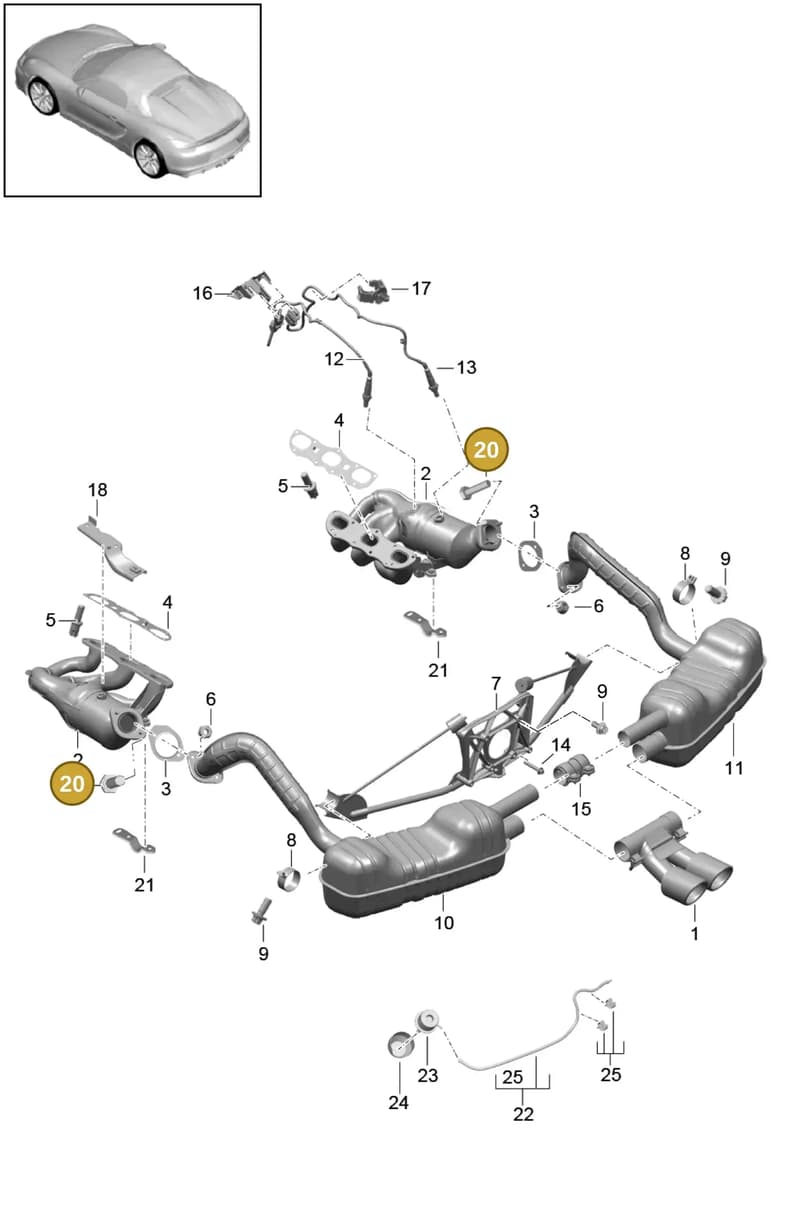 99908003700 — Porsche Boxster Spyder (2015-2016) diagram p46202000, position 20