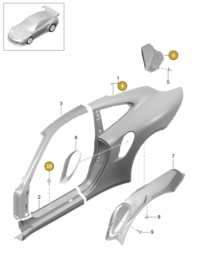 99908005701 — Porsche 911 (2013-2020) diagram p41801060, position 4+10