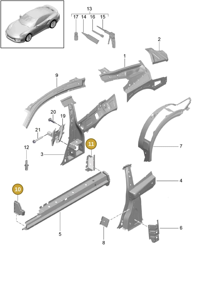 99908005701 — Porsche GT2 RS Clubsport (2013-2020) diagram p42801050, position 10+11