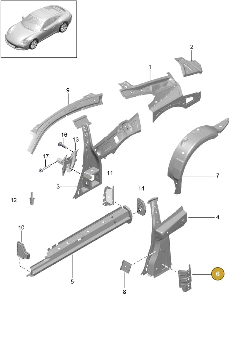 99908005701 — Porsche 911 (2016-2019) diagram p47801050, position 6